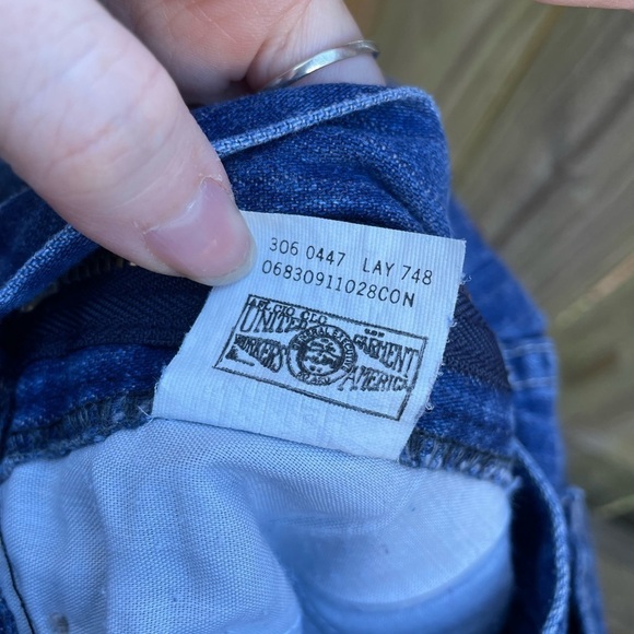 Vintage 80s Lee Riders Pin Stripe Ultra High Waisted y2K Wide Leg Jeans - Picture 10 of 10